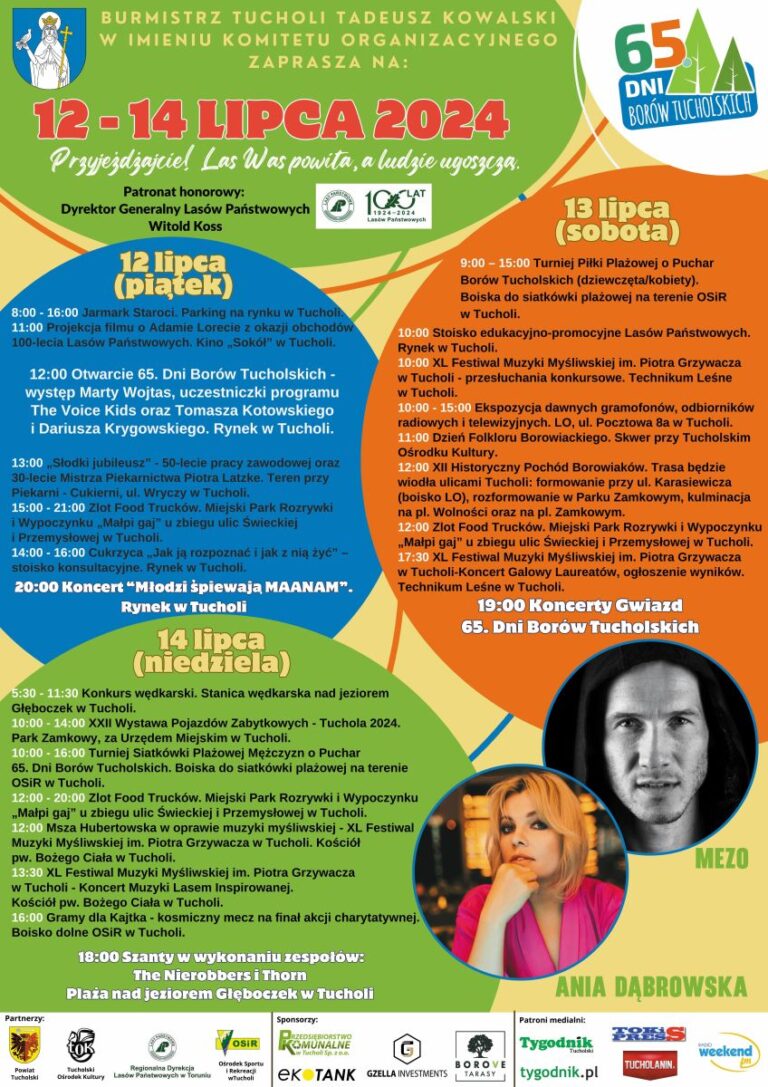 65. DNI BORÓW TUCHOLSKICH 2024 program imprezy