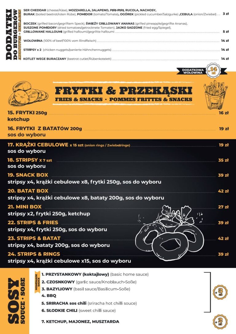 Przystanek Burger Swornegacie Menu 2025